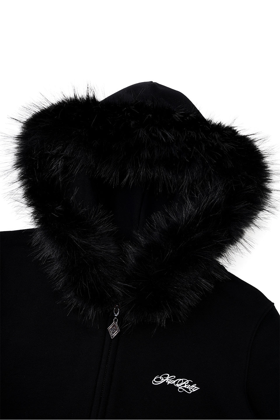 Baby Cross Fur Zip Hoodie - Cropped Fit Women'S