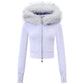 Baby Cross Fur Zip Hoodie - Cropped Fit Women'S