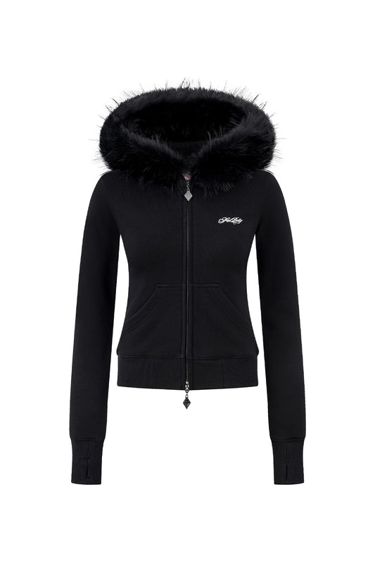 Baby Cross Fur Zip Hoodie - Tight Fit Women'S