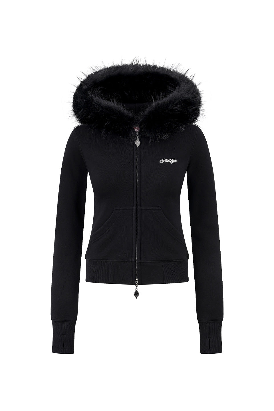 Baby Cross Fur Zip Hoodie - Tight Fit Women'S