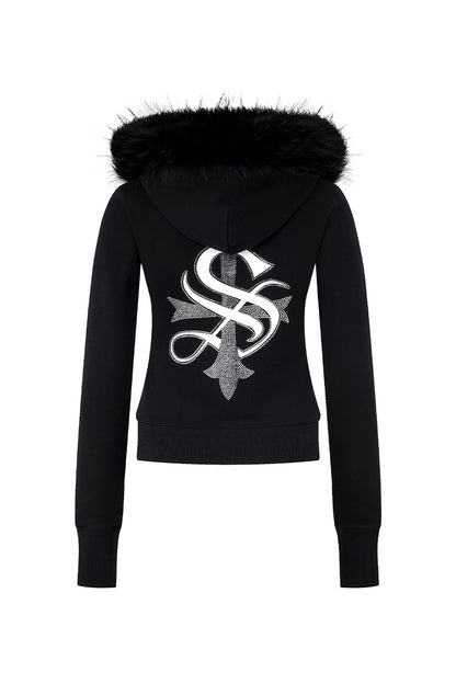 Baby Cross Fur Zip Hoodie - Tight Fit Women'S
