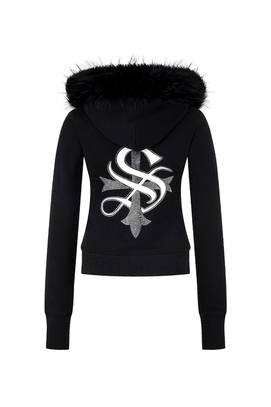 Baby Cross Fur Zip Hoodie - Tight Fit Women'S