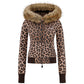 Leopard Baby Cross Fur Zip Hoodie - Tight Fit Women'S