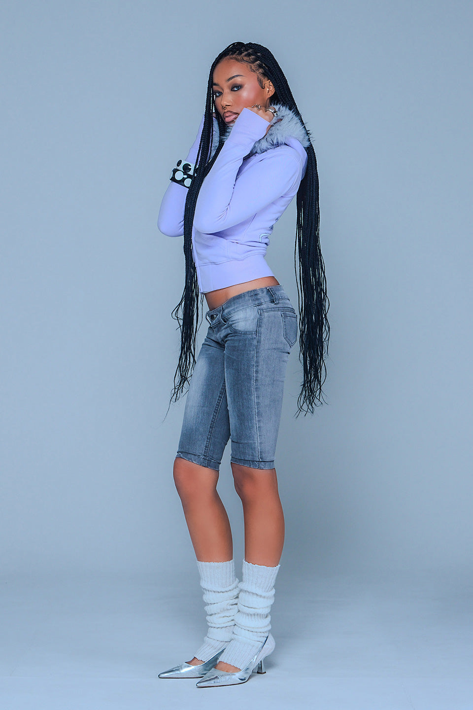 Baby Cross Fur Zip Hoodie - Tight Fit Women'S