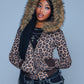 Leopard Baby Cross Fur Zip Hoodie - Tight Fit Women'S
