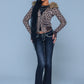 Leopard Baby Cross Fur Zip Hoodie - Tight Fit Women'S