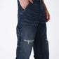 Back Logo Double Knee Denim Pants