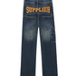 Back Logo Double Knee Denim Pants