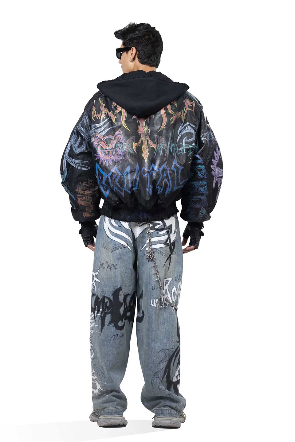 Black Grafitti Bomber Jacket