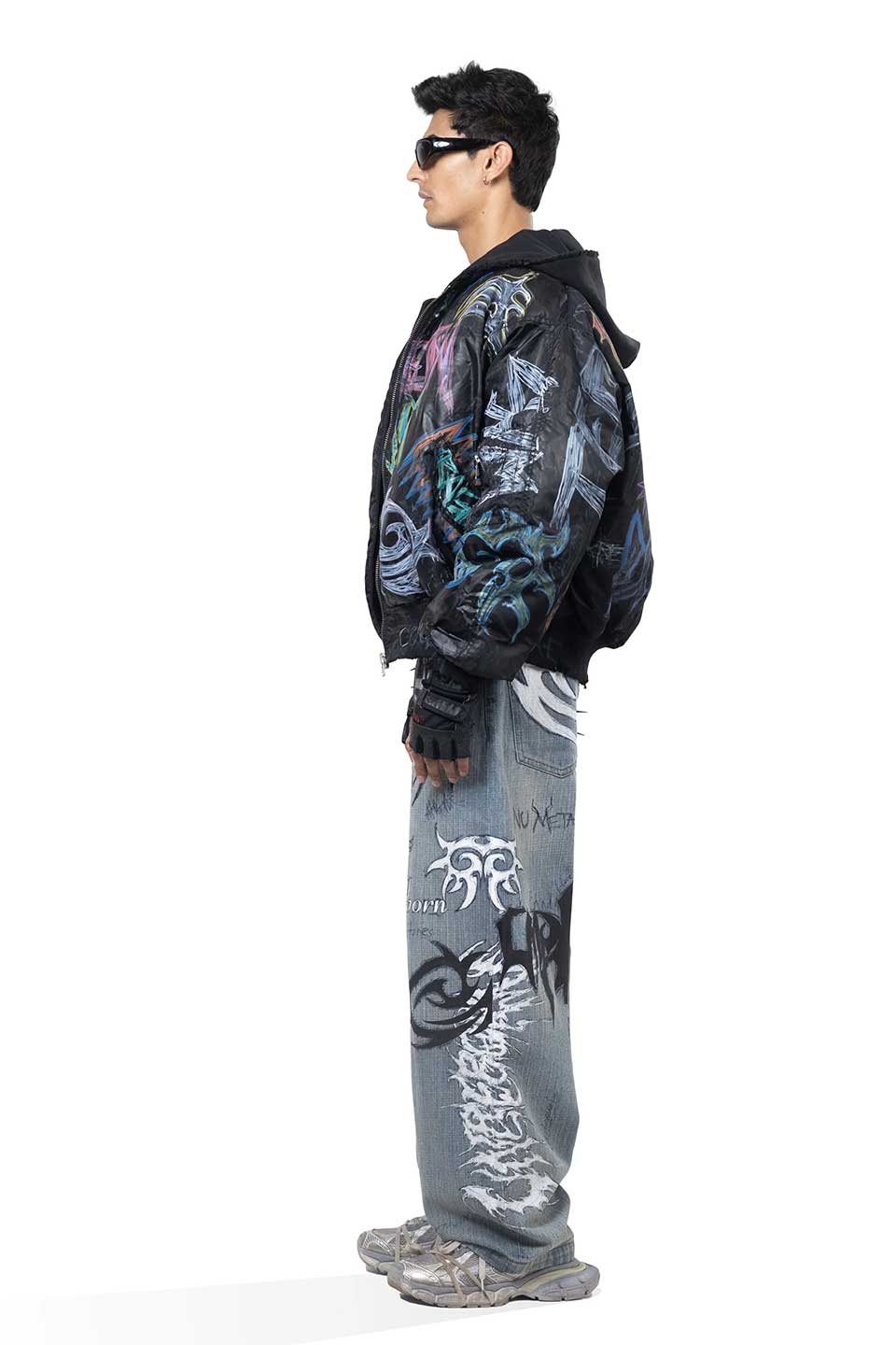 Black Grafitti Bomber Jacket