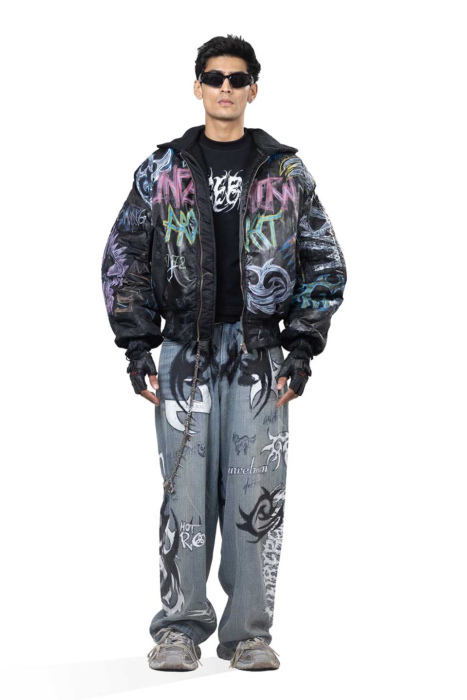 Black Grafitti Bomber Jacket