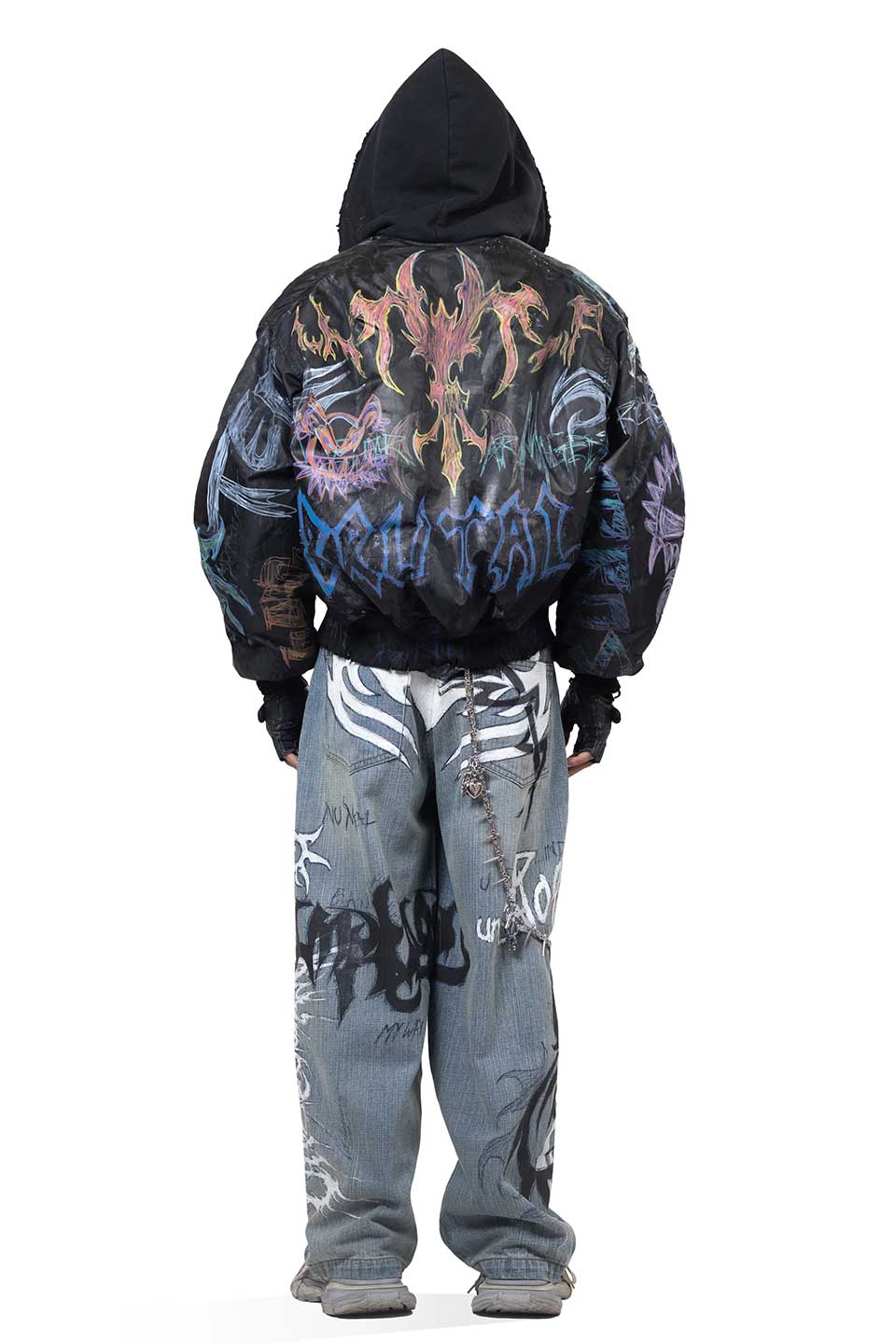 Black Grafitti Bomber Jacket