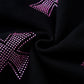 Black X Pink Allover Cross Rhinestone Zip Hoodie