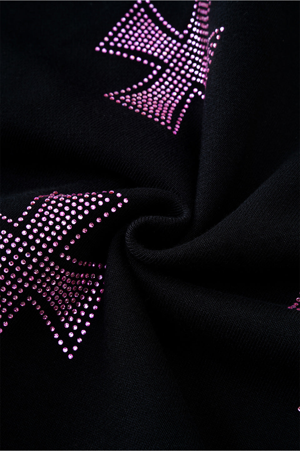 Black X Pink Allover Cross Rhinestone Zip Hoodie