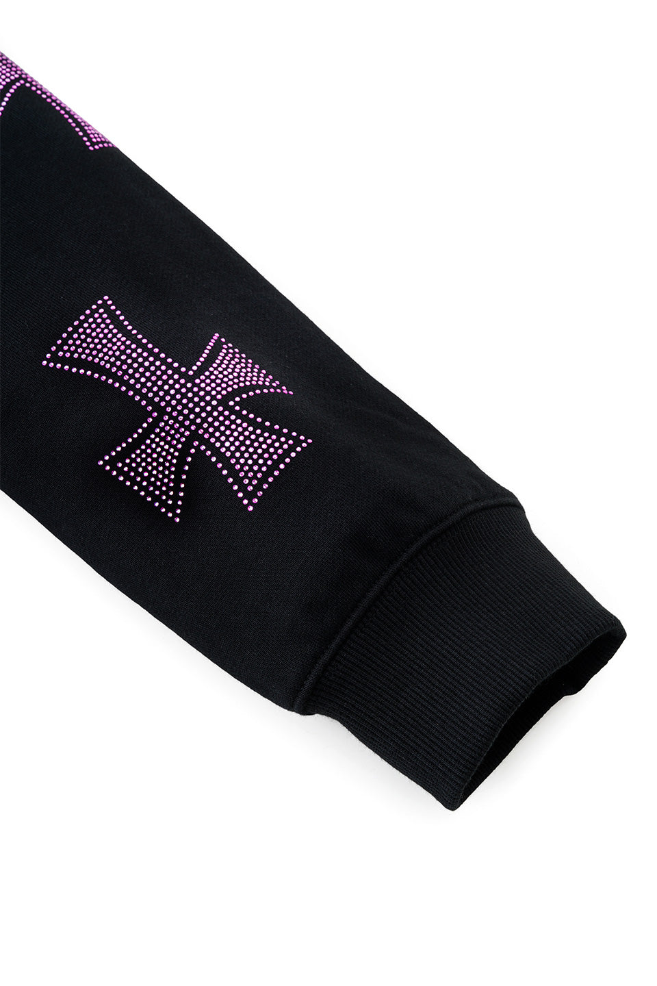 Black X Pink Allover Cross Rhinestone Zip Hoodie