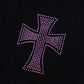 Black X Pink Allover Cross Rhinestone Zip Hoodie