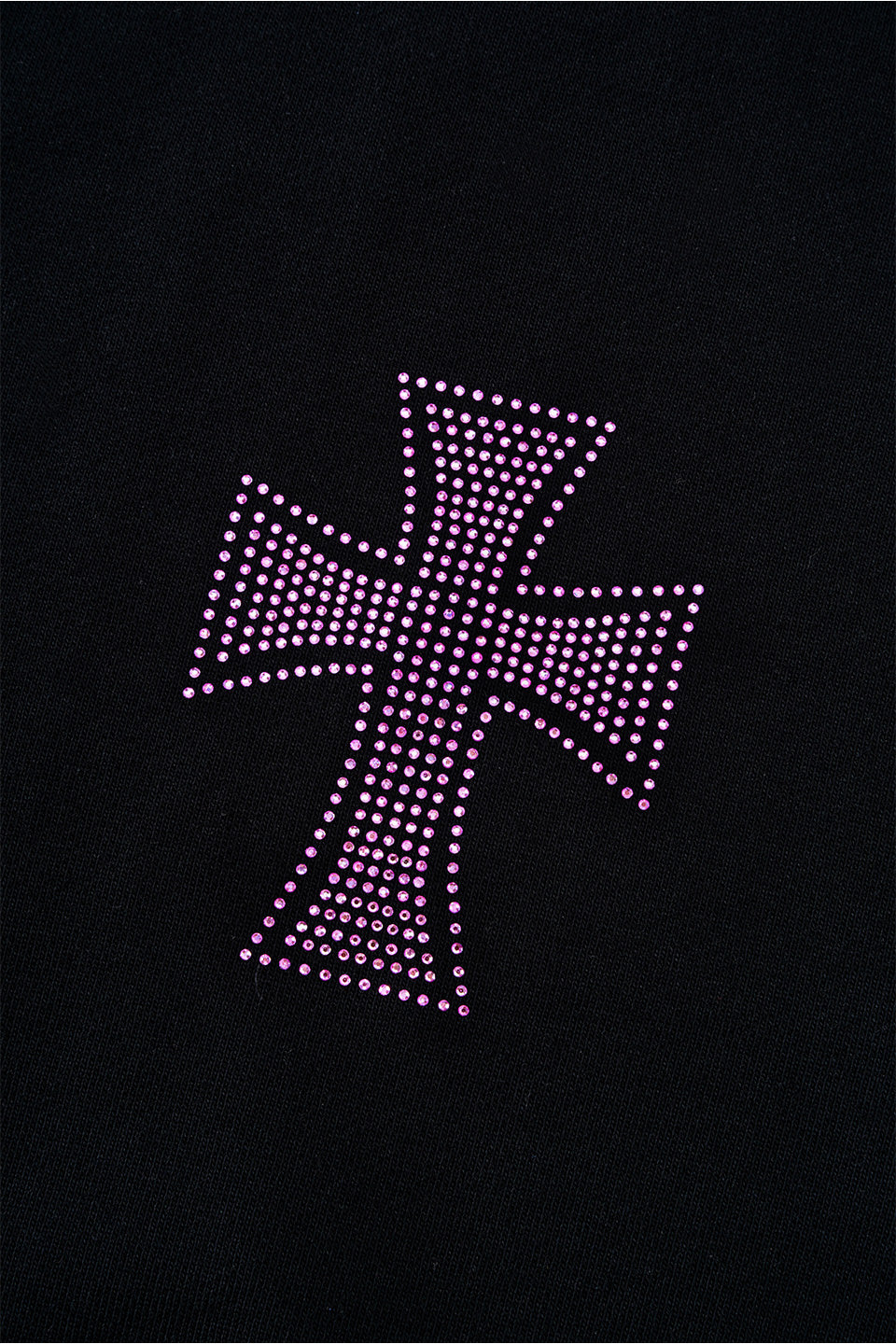 Black X Pink Allover Cross Rhinestone Zip Hoodie