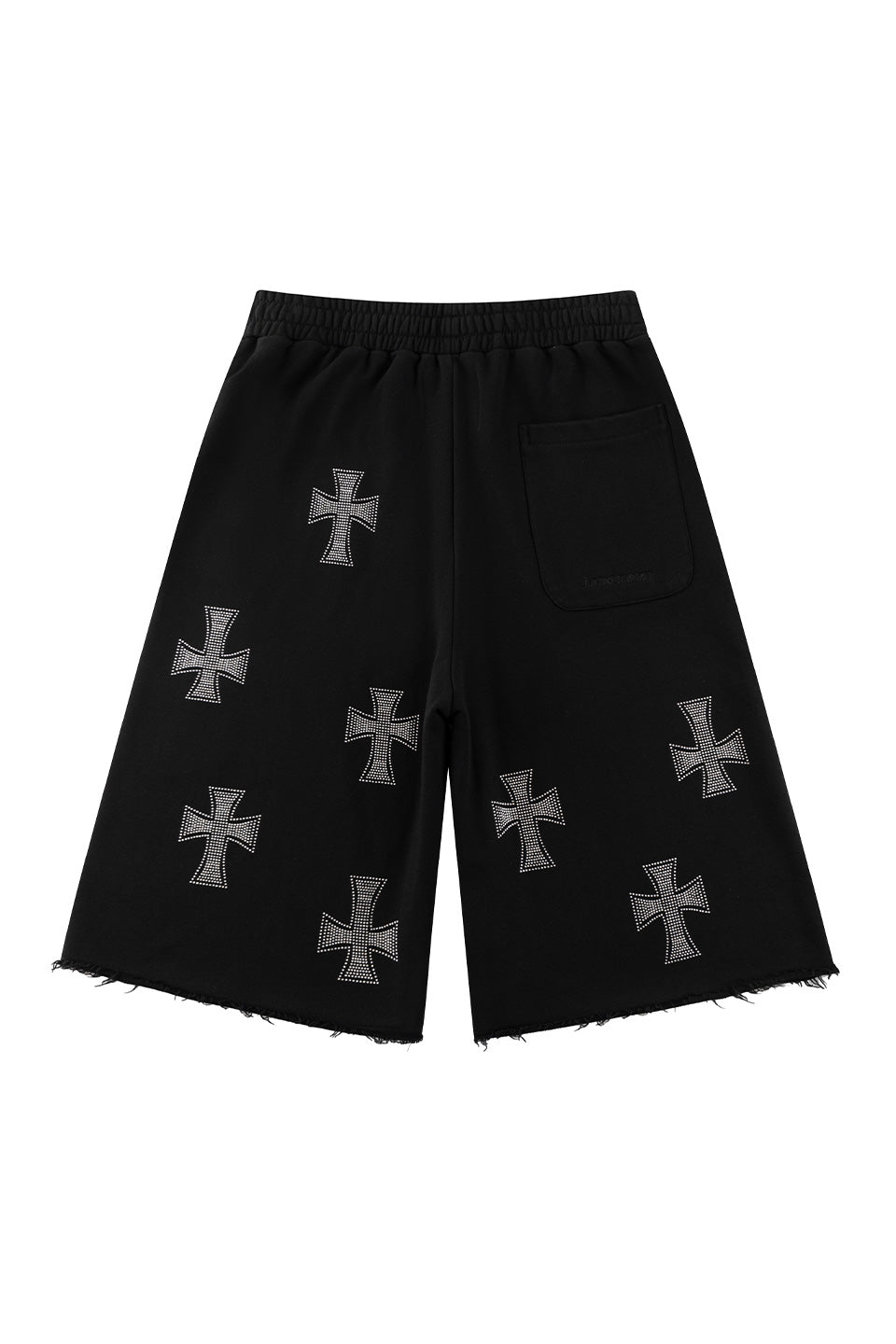 Black X Silver Allover Rhinestone Baggy Sweat Shorts