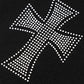 Black X Silver Allover Rhinestone Baggy Sweat Shorts