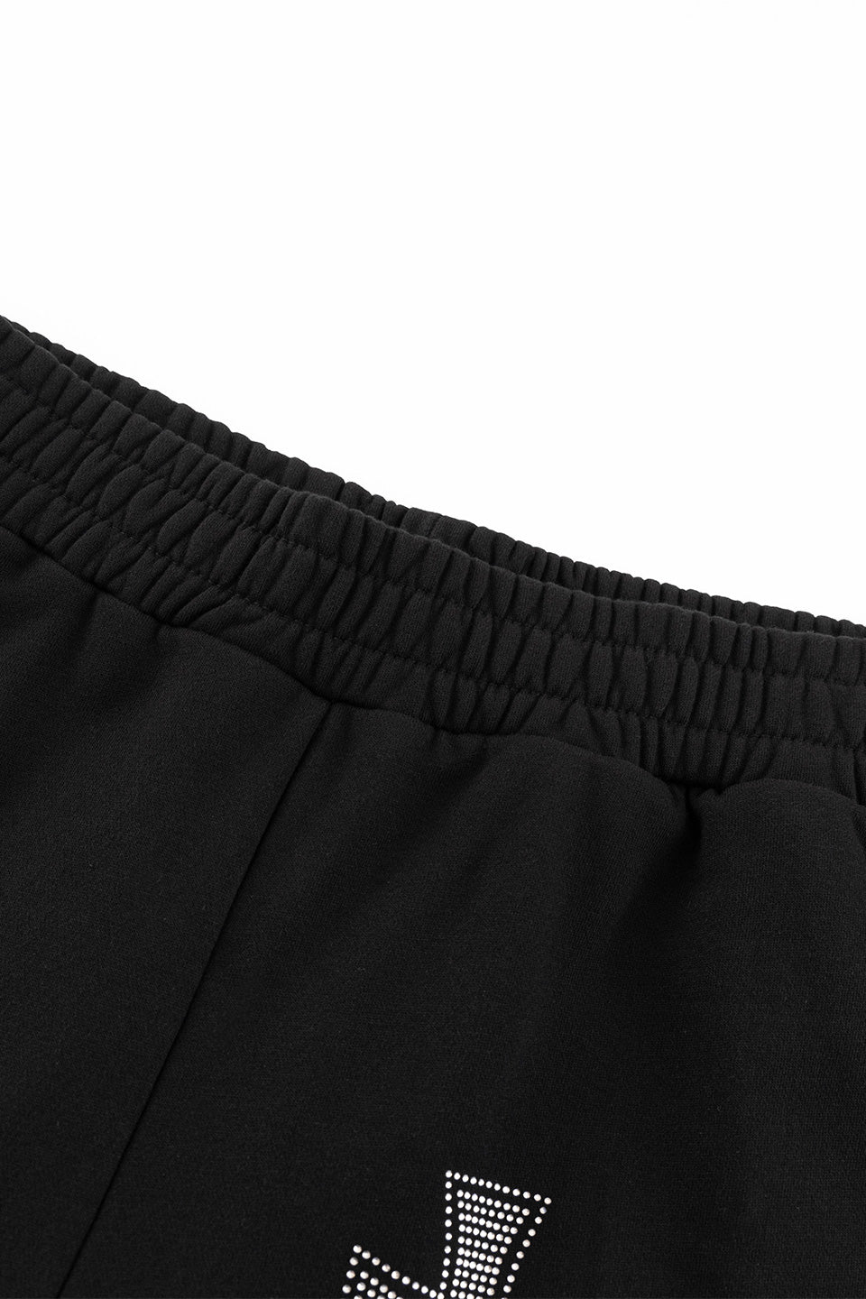 Black X Silver Allover Rhinestone Baggy Sweat Shorts