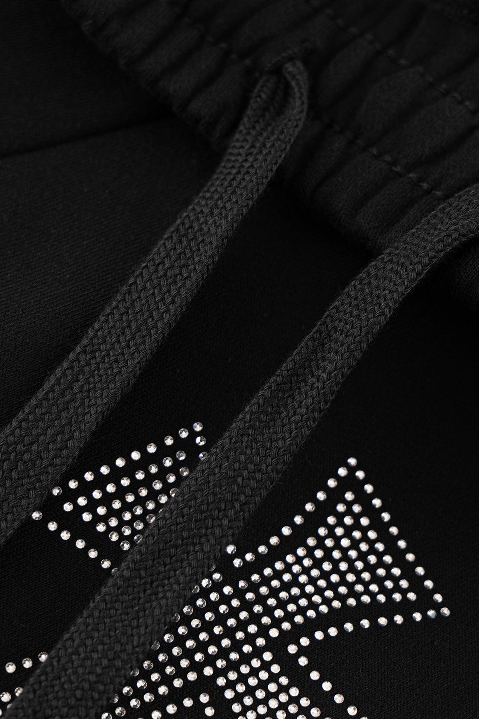 Black X Silver Allover Rhinestone Baggy Sweat Shorts