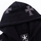 Black X Pink Allover Cross Rhinestone Zip Hoodie