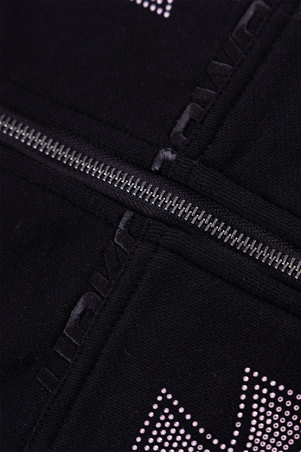 Black X Pink Allover Cross Rhinestone Zip Hoodie