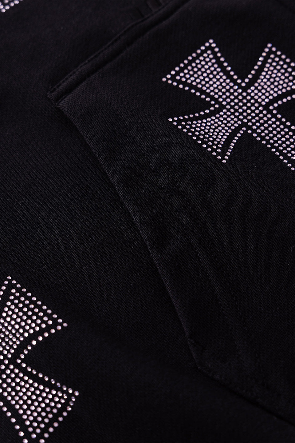 Black X Pink Allover Cross Rhinestone Zip Hoodie｜｜フーディー