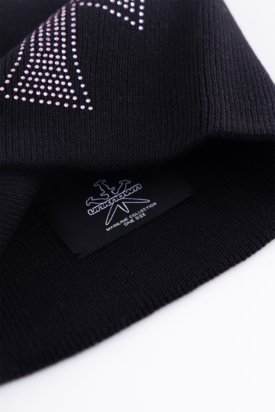 Black X Pink Cross Rhinestone Beanie