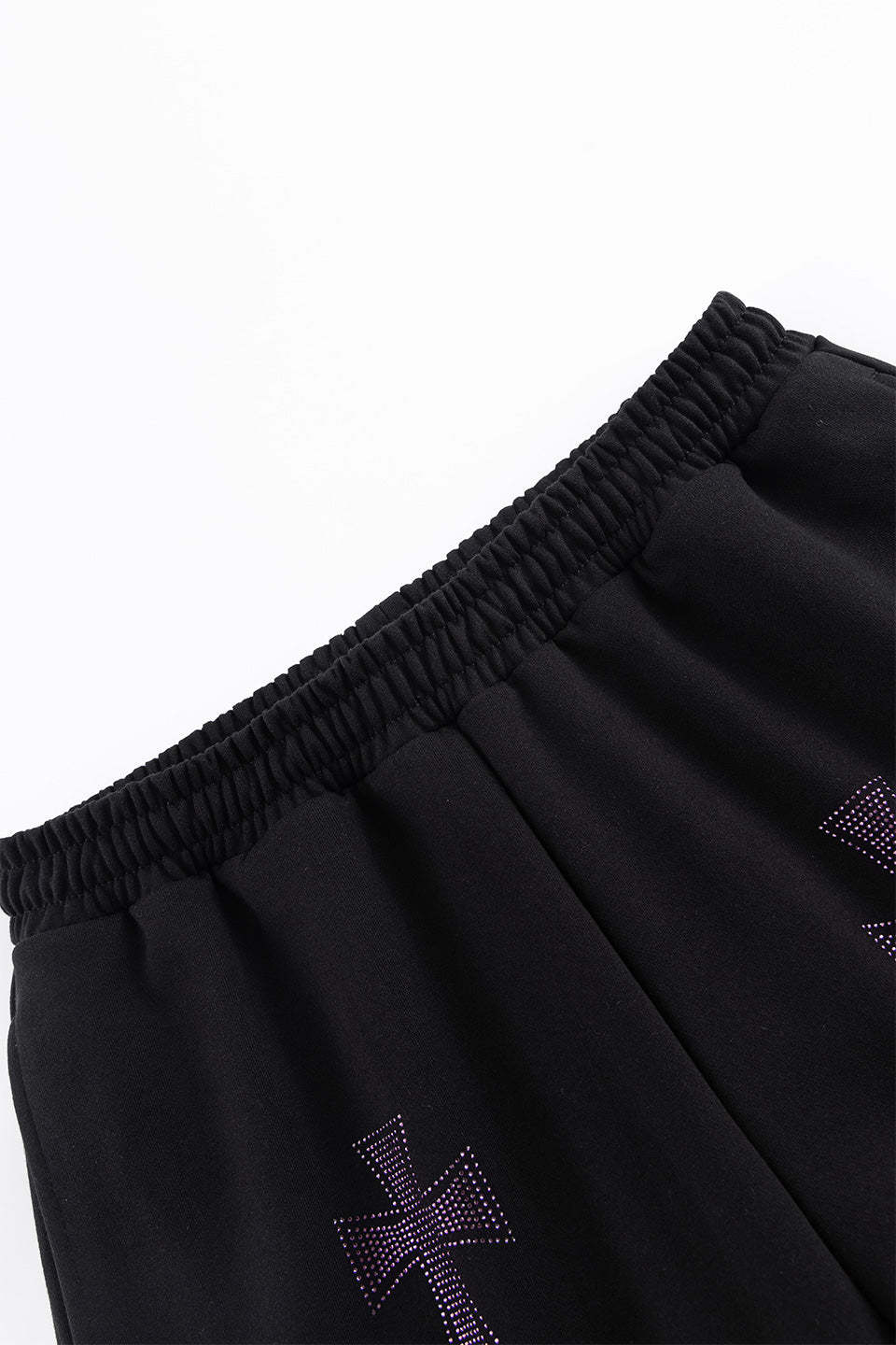 Black x Purple Cross Rhinestone Jogger