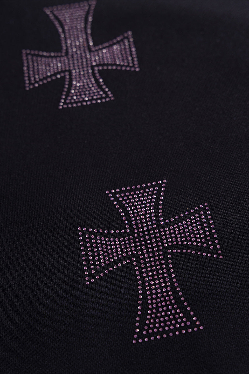 Black X Purple Cross Rhinestone Zip Hoodie