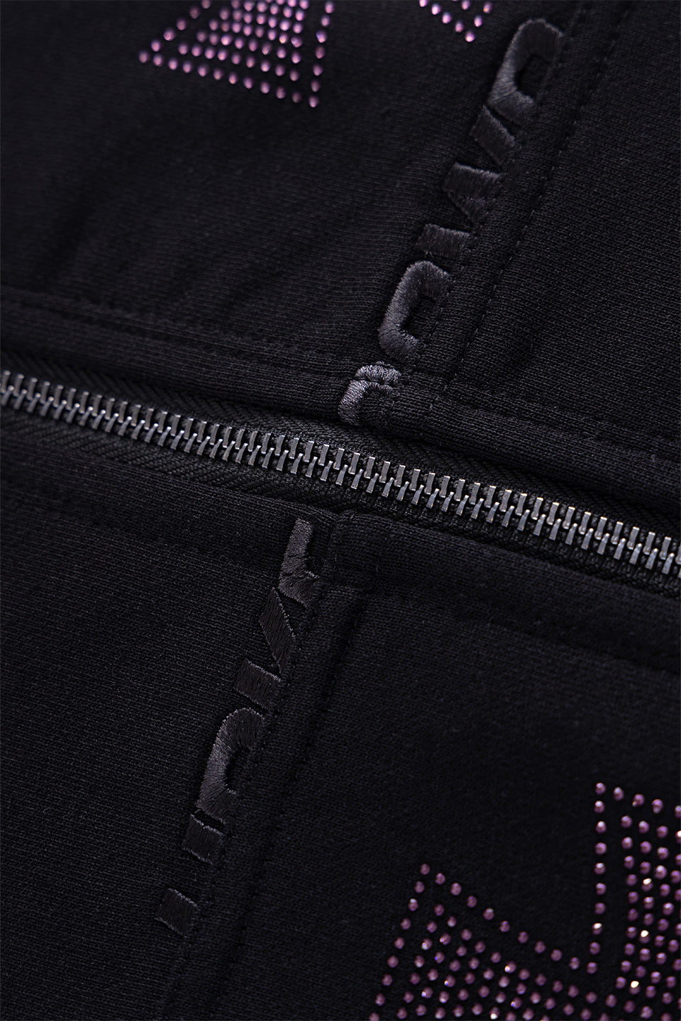 Black x Purple Cross Rhinestone Zip Hoodie