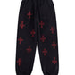 Black x Red Cross Rhinestone Jogger