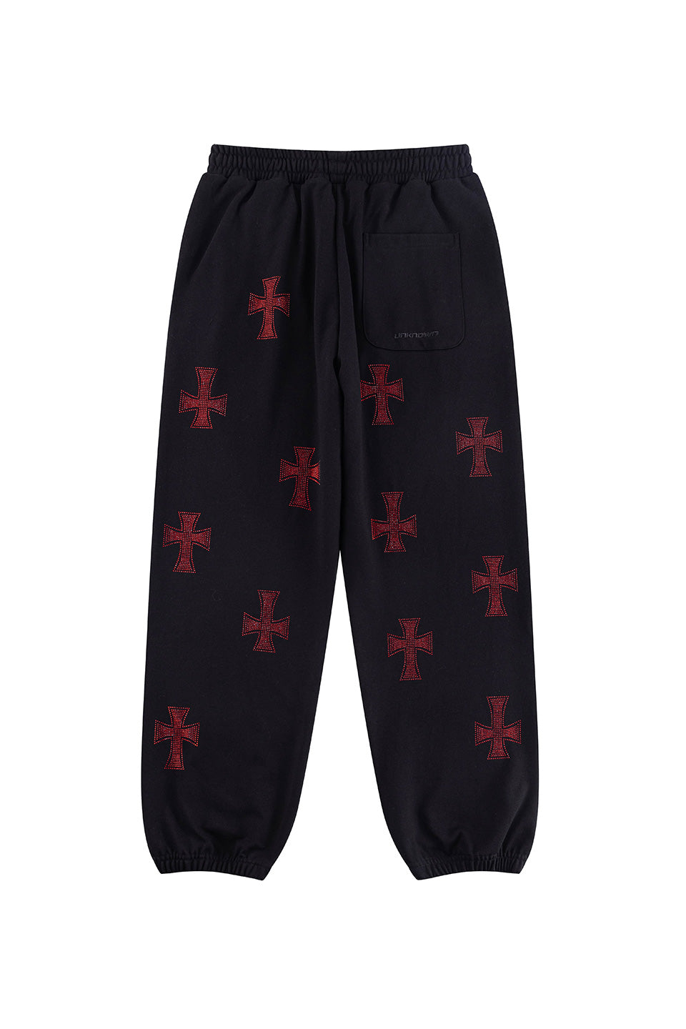 Black x Red Cross Rhinestone Jogger