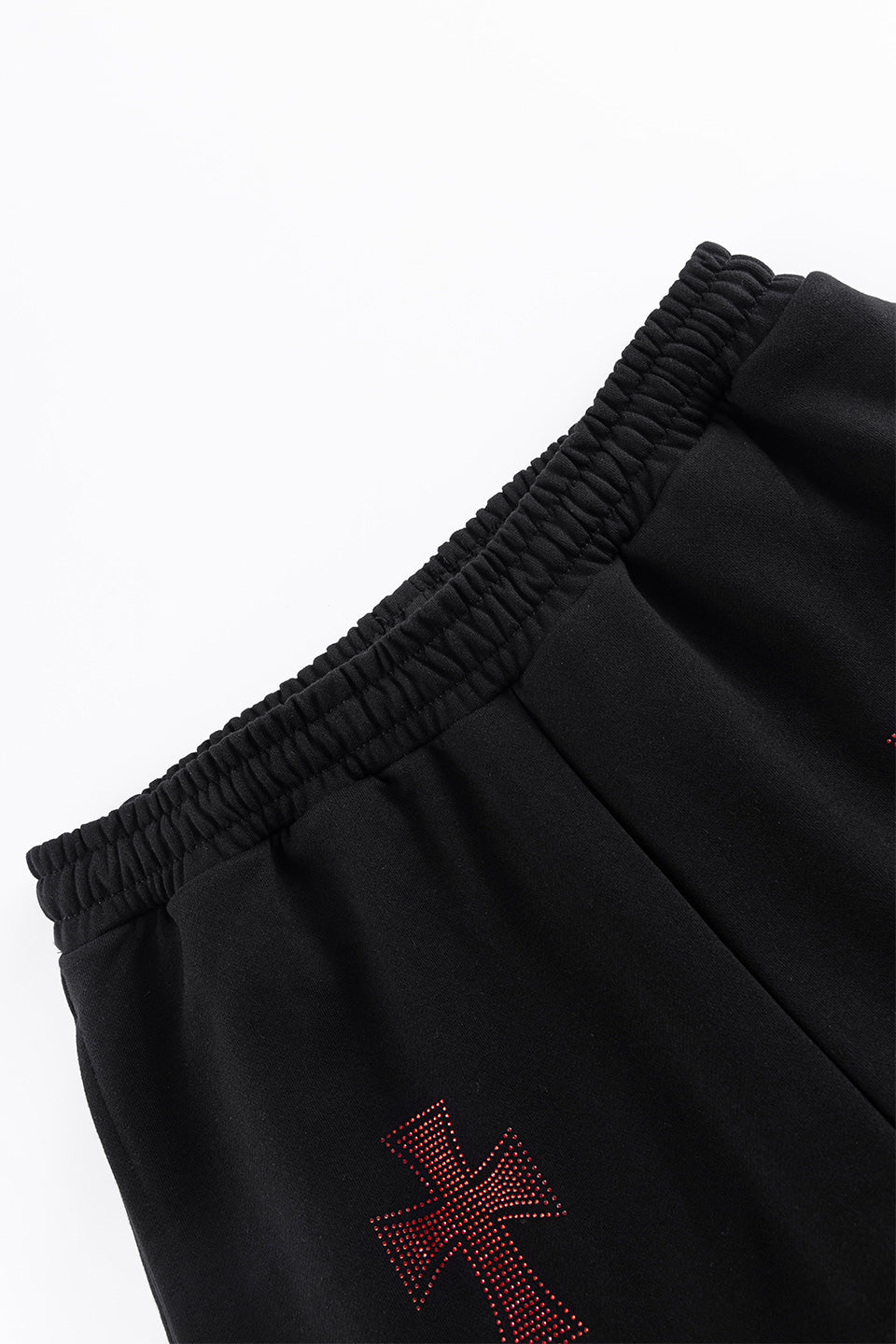 Black x Red Cross Rhinestone Jogger
