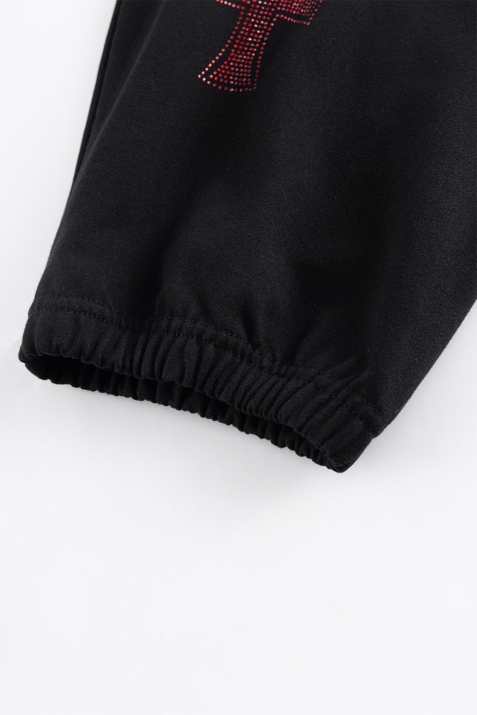 Black x Red Cross Rhinestone Jogger