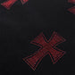 Black x Red Cross Rhinestone Zip Hoodie