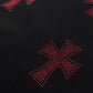 Black X Red Cross Rhinestone Zip Hoodie