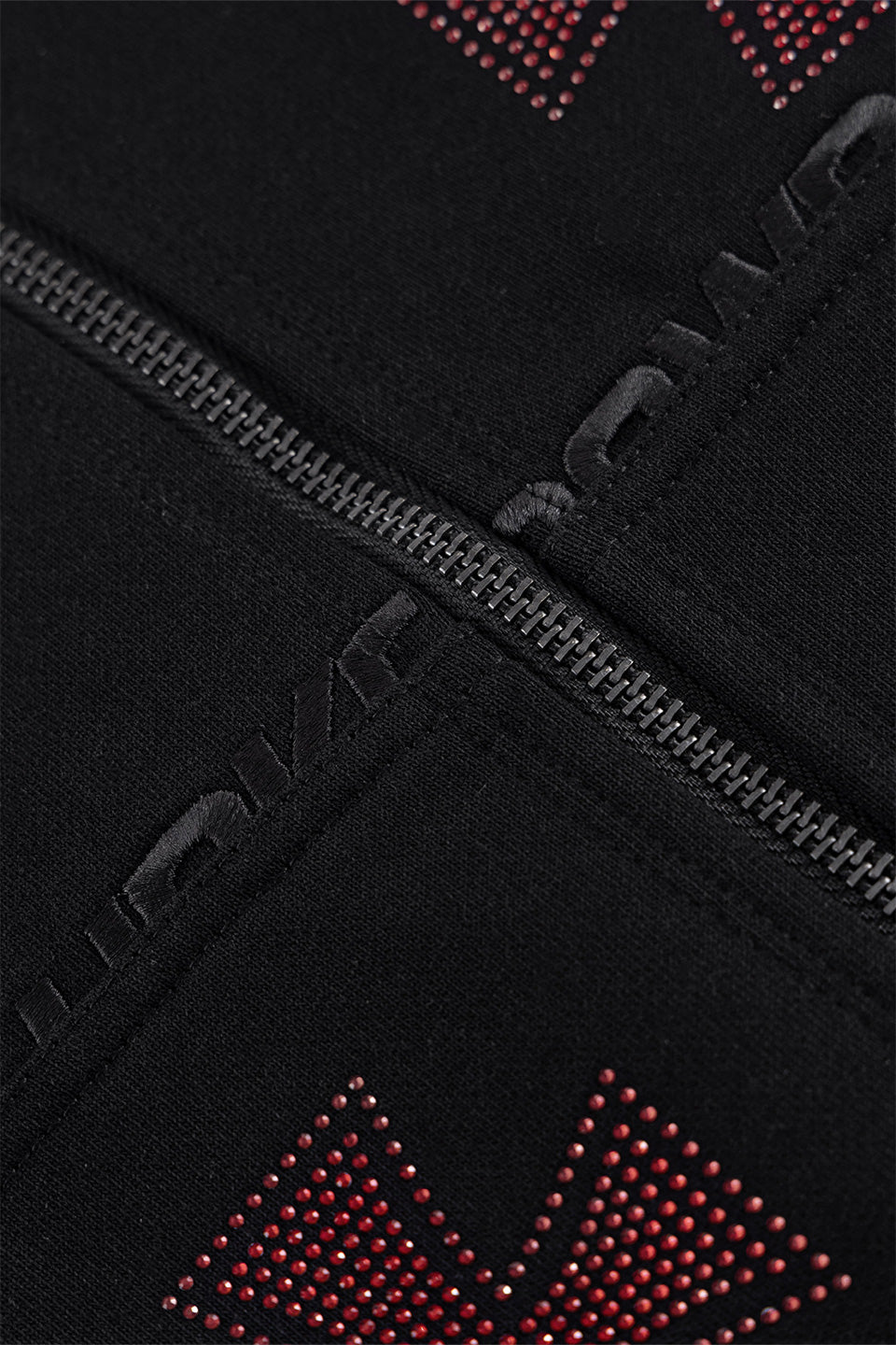Black x Red Cross Rhinestone Zip Hoodie