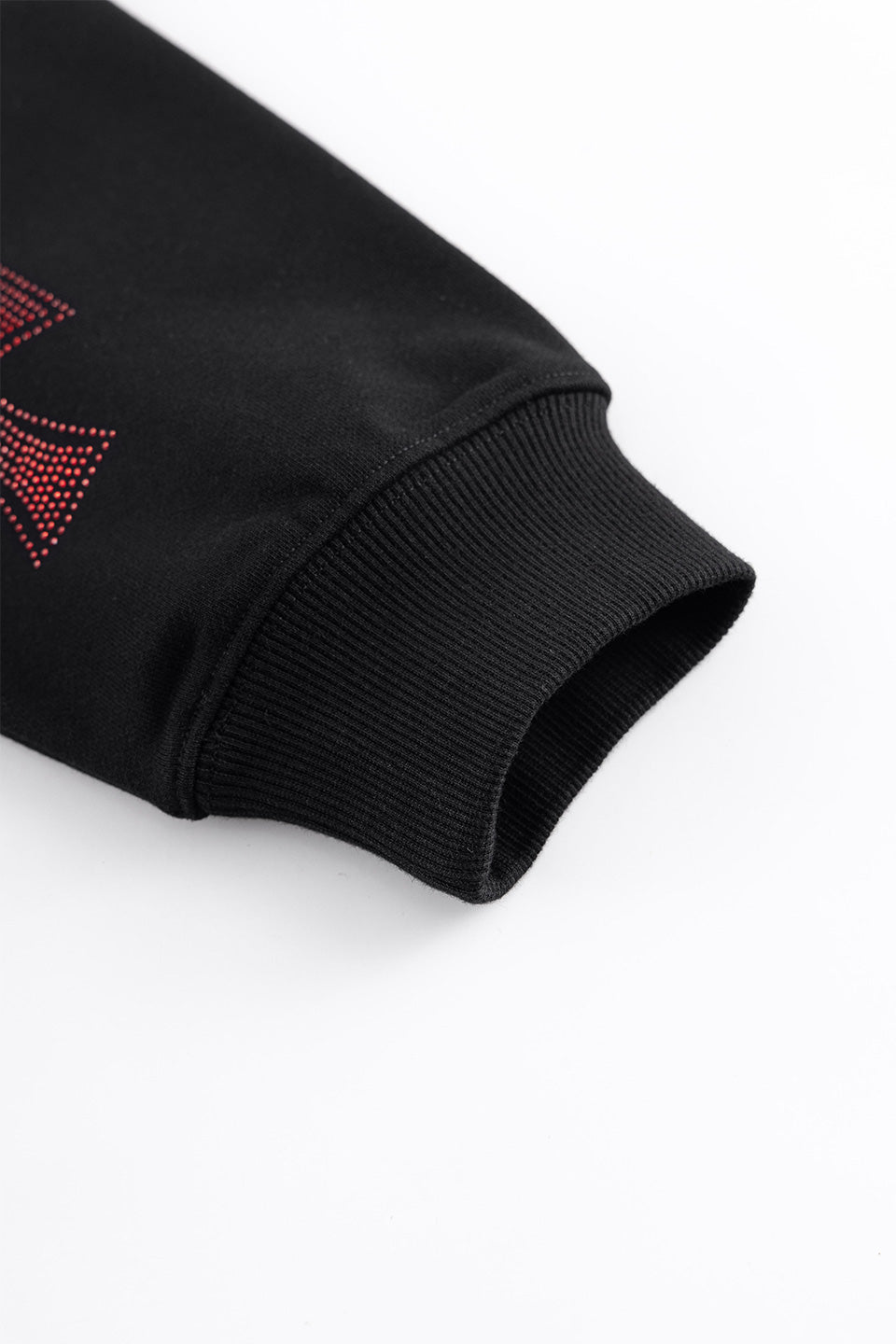 Black x Red Cross Rhinestone Zip Hoodie