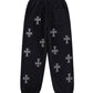 Black x Silver Cross Rhinestone Jogger