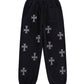 Black X Silver Cross Rhinestone Jogger