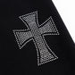 Black X Silver Cross Rhinestone Jogger