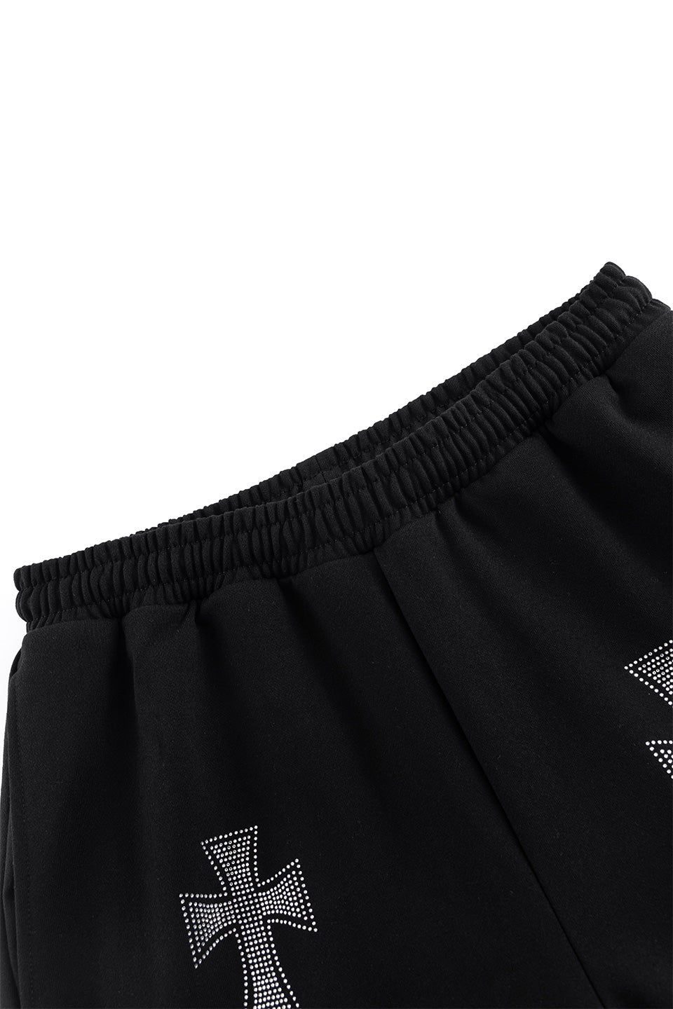 Black x Silver Cross Rhinestone Jogger