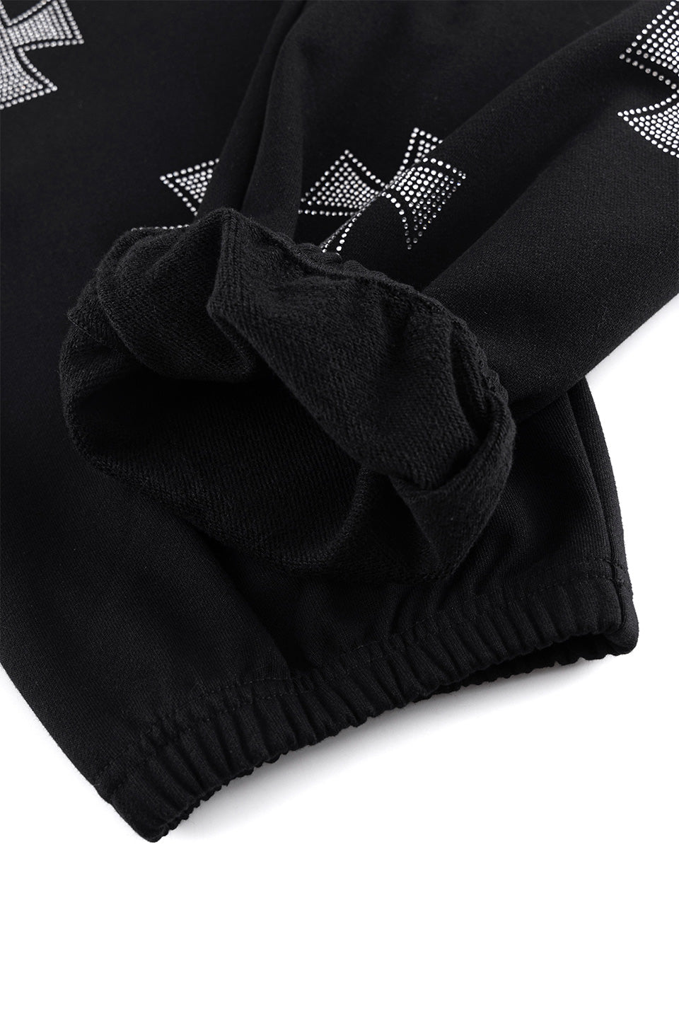 Black x Silver Cross Rhinestone Jogger