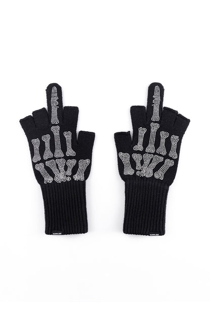 Bones Rhinestone Fingerless Knit Grove