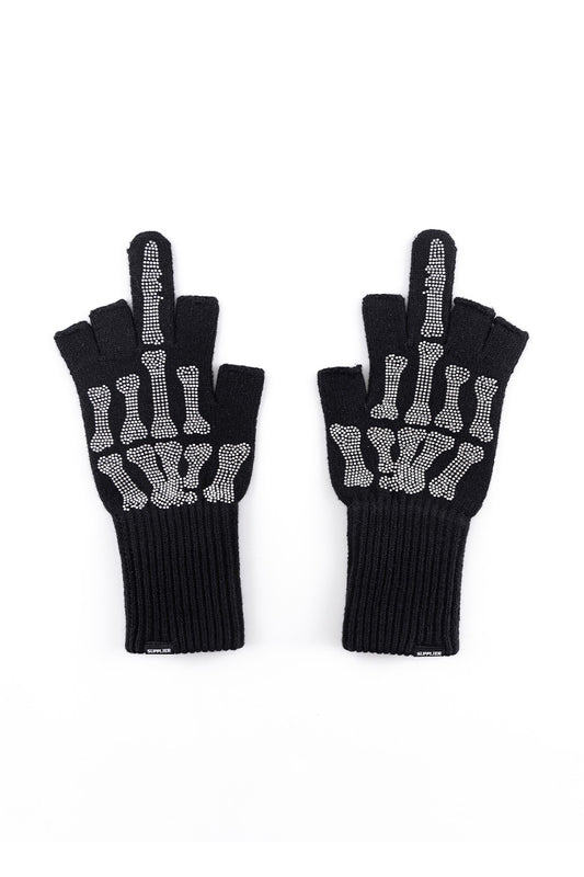 Bones Rhinestone Fingerless Knit Grove