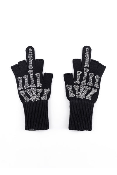 Bones Rhinestone Fingerless Knit Grove｜SUPPLIER｜グローブ