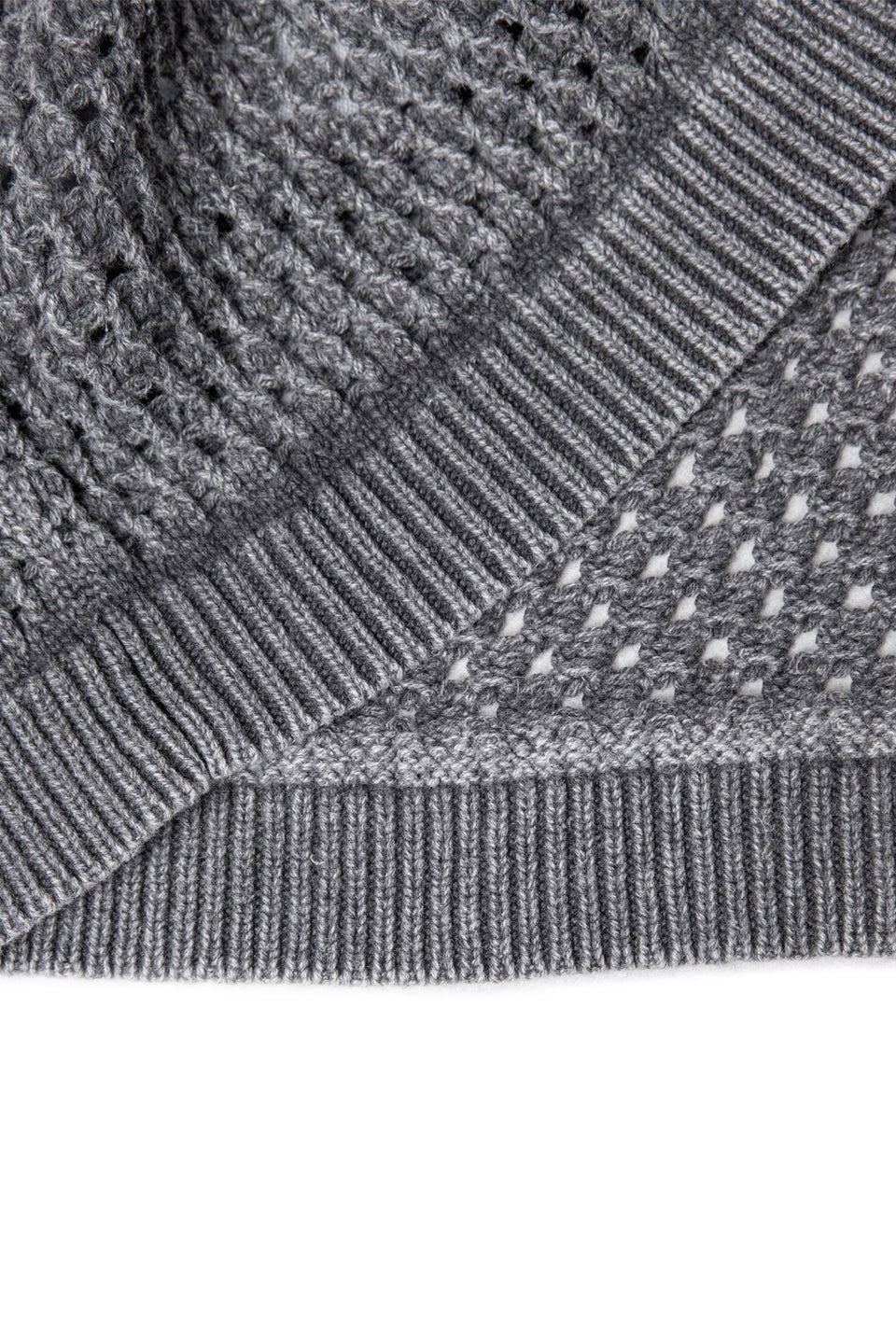 Crochet Knit Washed Zip Hoodie