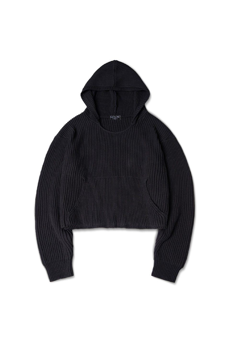 Cropped Knit Hoodie